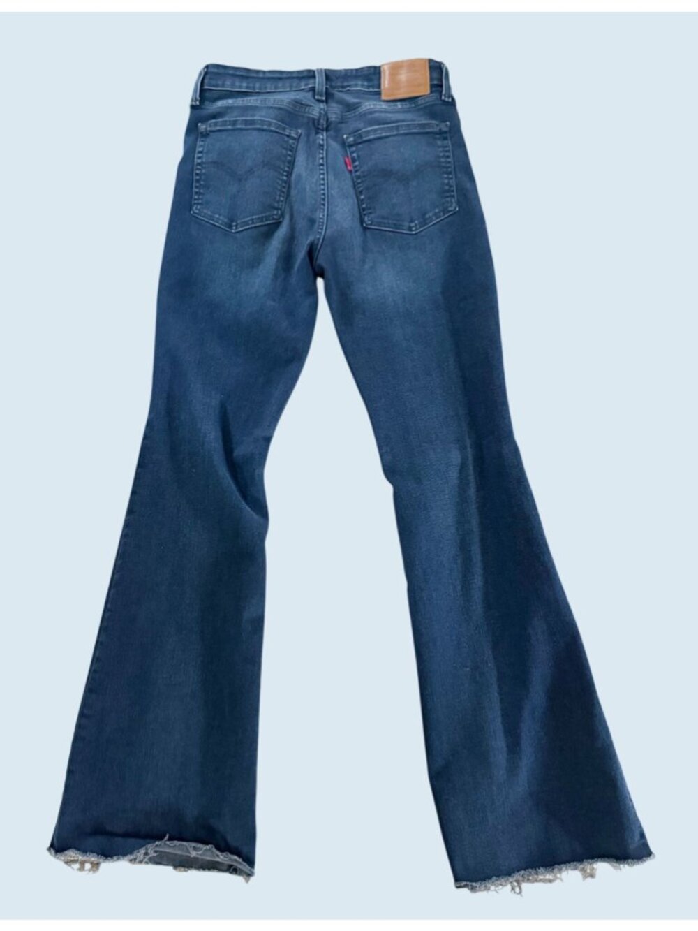 LEVI'S Premium Denim 726 Flare Dark Wash Distressed Hi Rise Jeans Sz 29 - Picture 6 of 8